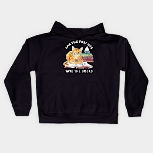 Ban The Fascists Save The Books Funny Book Lover Worm Nerd Kids Hoodie